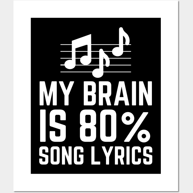 My Brain Is 80% Song Lyrics Wall Art by HobbyAndArt